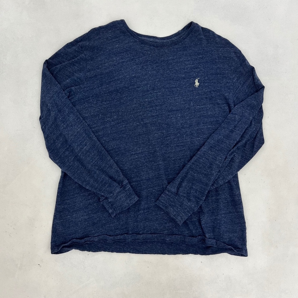 Polo Ralph Lauren Mens‎ Size XL T-Shirt Blue Long Sleeve White Pony Outdoor